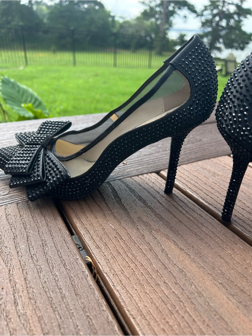 Jessica Simpson Black Studded Pointed-Toe Bow Heels - Picture 3 of 6